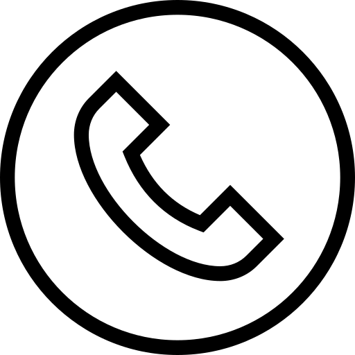 Phone icon in a circle on a white background