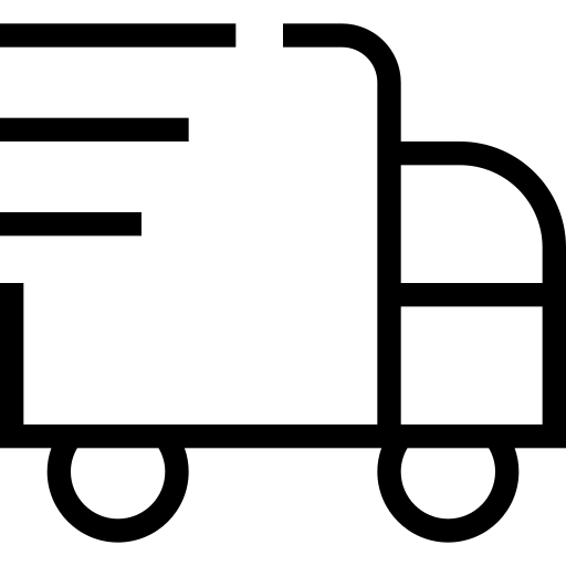 Black outline of a truck on a white background